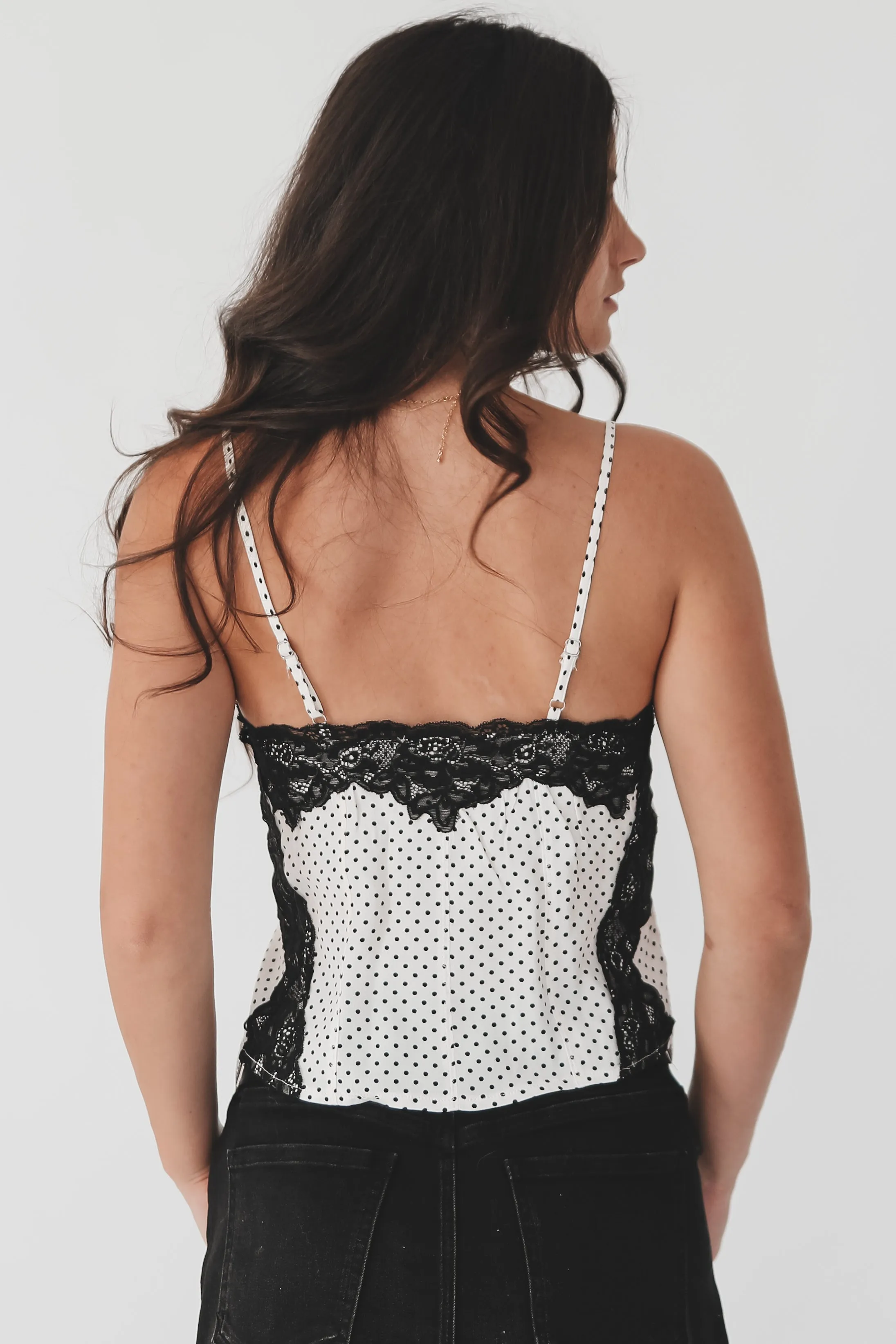 Lace With A Side Of Flirt Polka Dot Cami Top