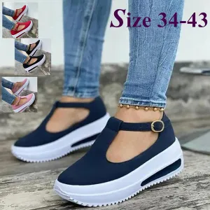 Ladies Wedge Slippers High Heel Buckle Ankle Sandals Shoes