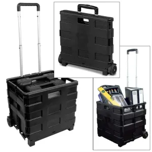 Large Car Boot Folding Cart Foldable Rolling Trolley Shopping Storage Box