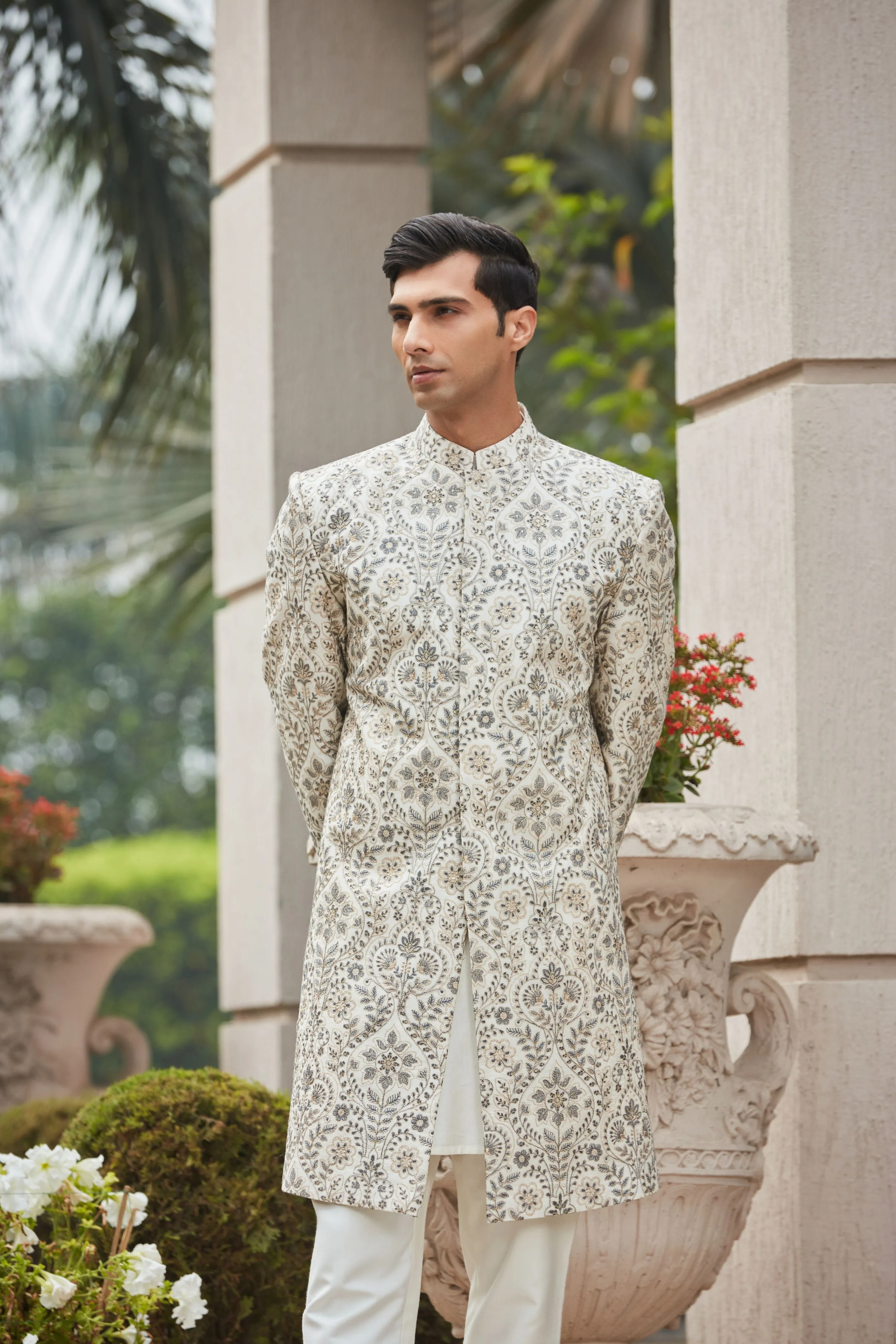 Laska Achkan Jacket With Kurta Set
