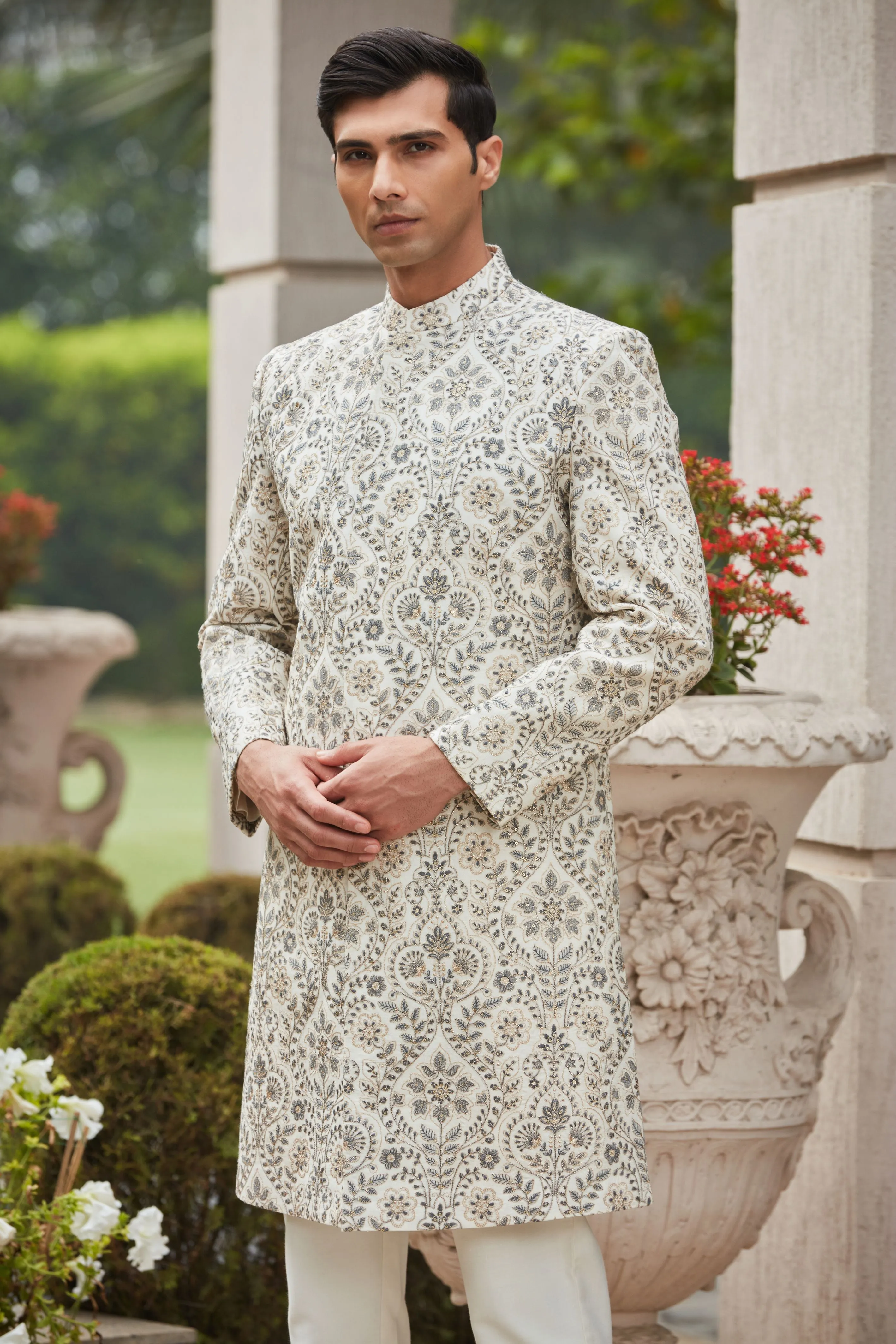 Laska Achkan Jacket With Kurta Set