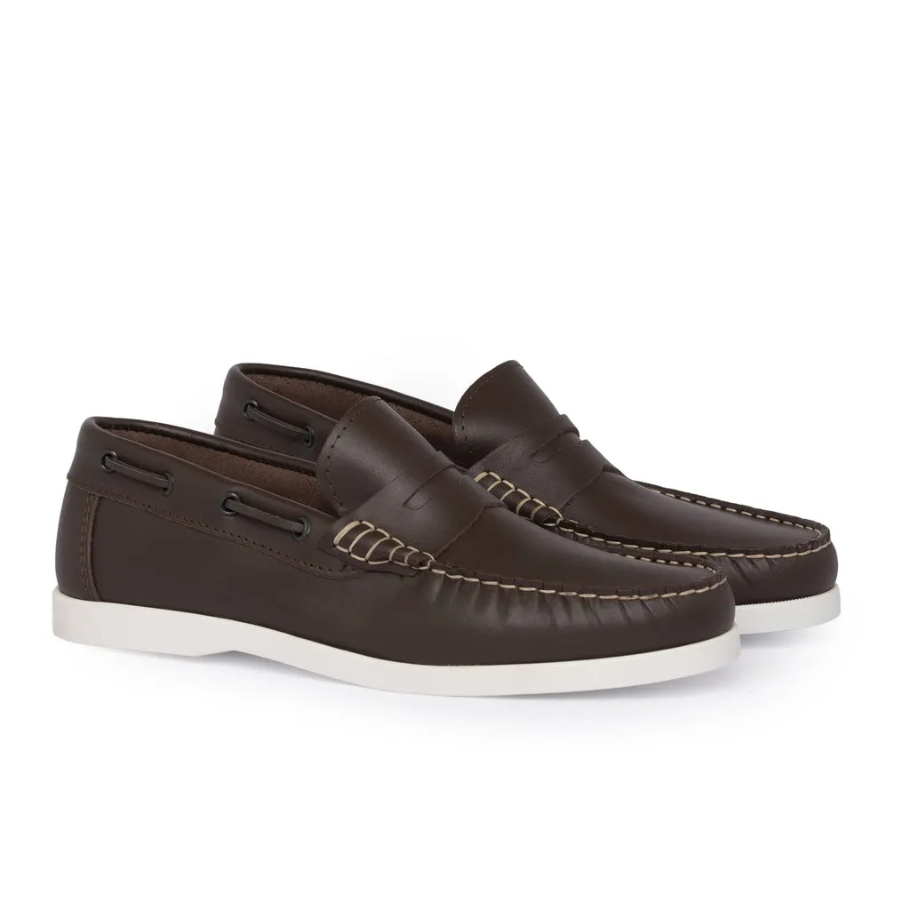 Loafers Boat 02 with Dark Brown Leather Bandage