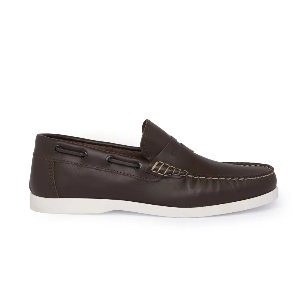 Loafers Boat 02 with Dark Brown Leather Bandage