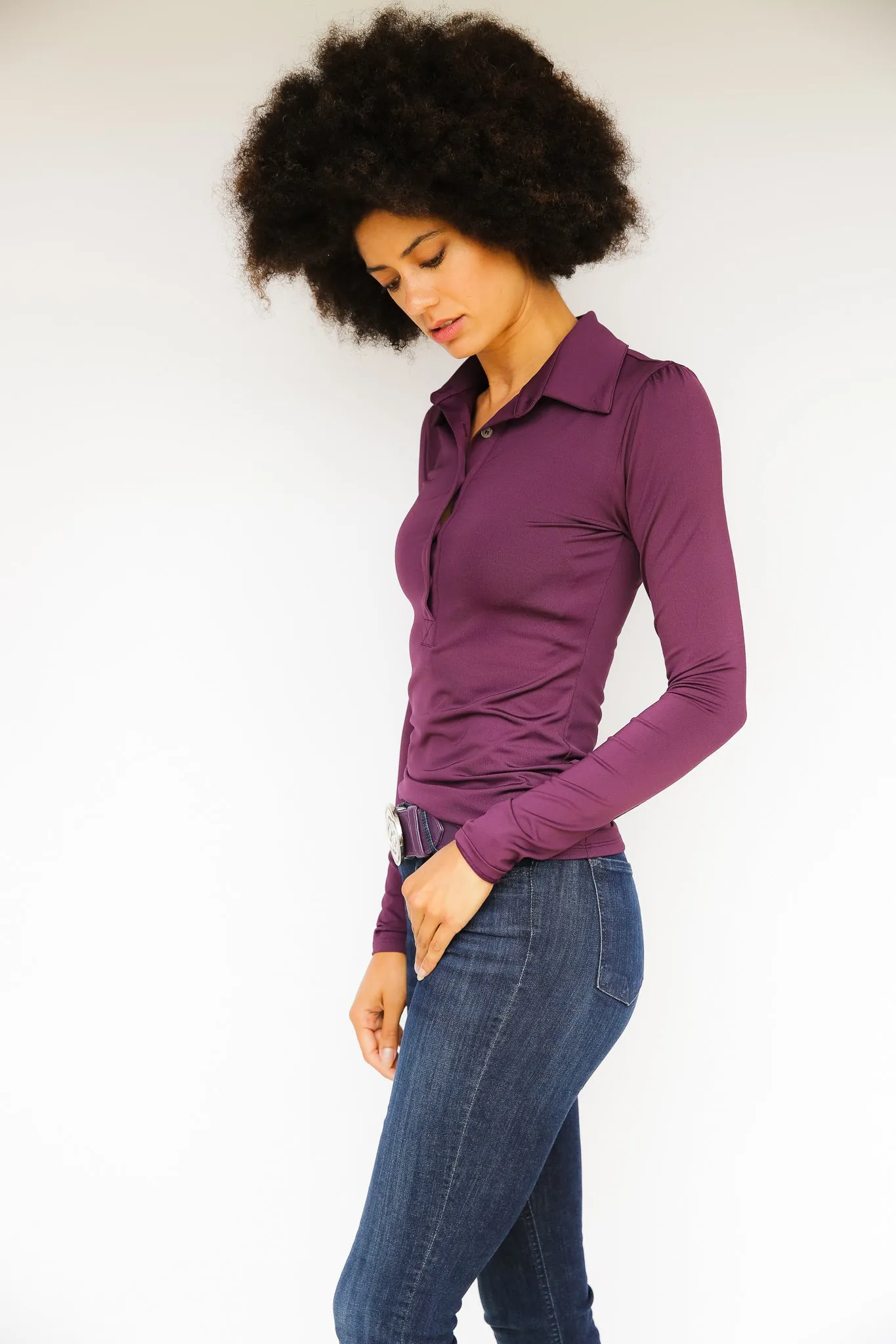 Long Sleeve Gracie Shirt - Eggplant