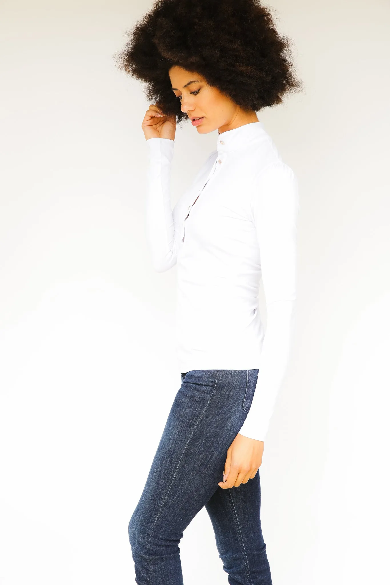 Long Sleeve Jessica Shirt with Gold Icon Buttons