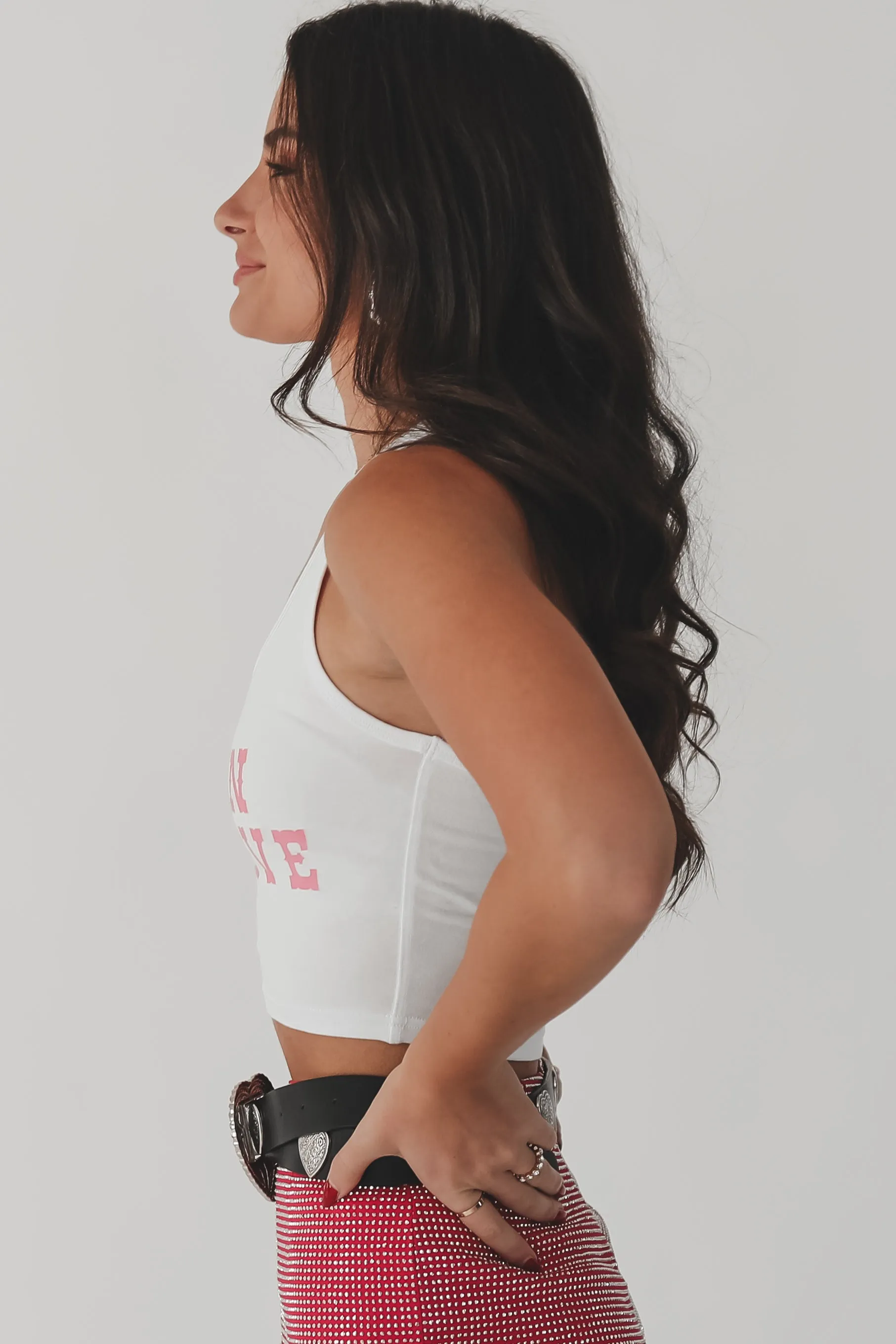 Looking For Love Graphic Western Cropped Tank