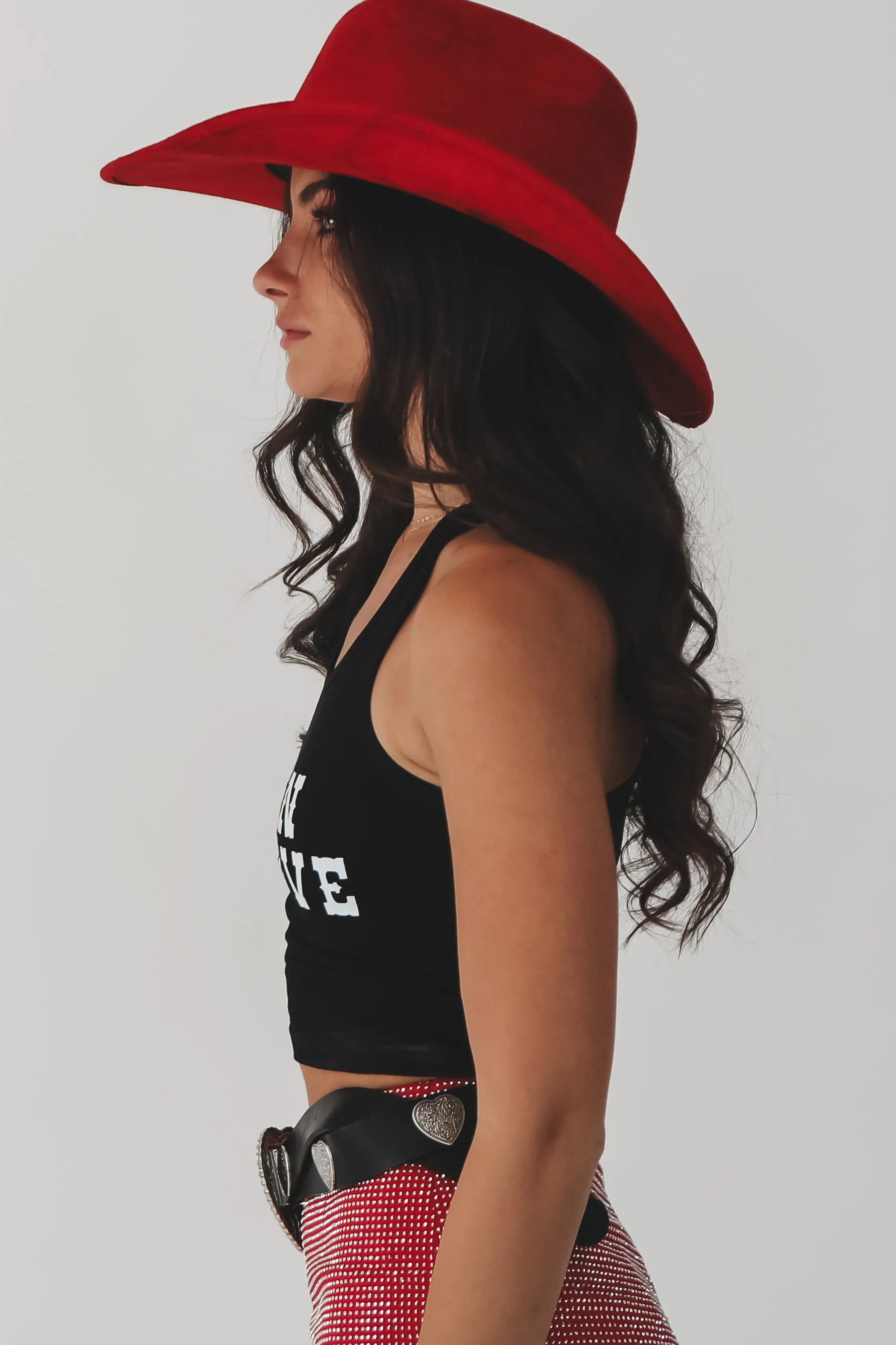 Looking For Love Graphic Western Cropped Tank