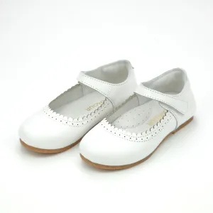 Lucille Scalloped Flat - White