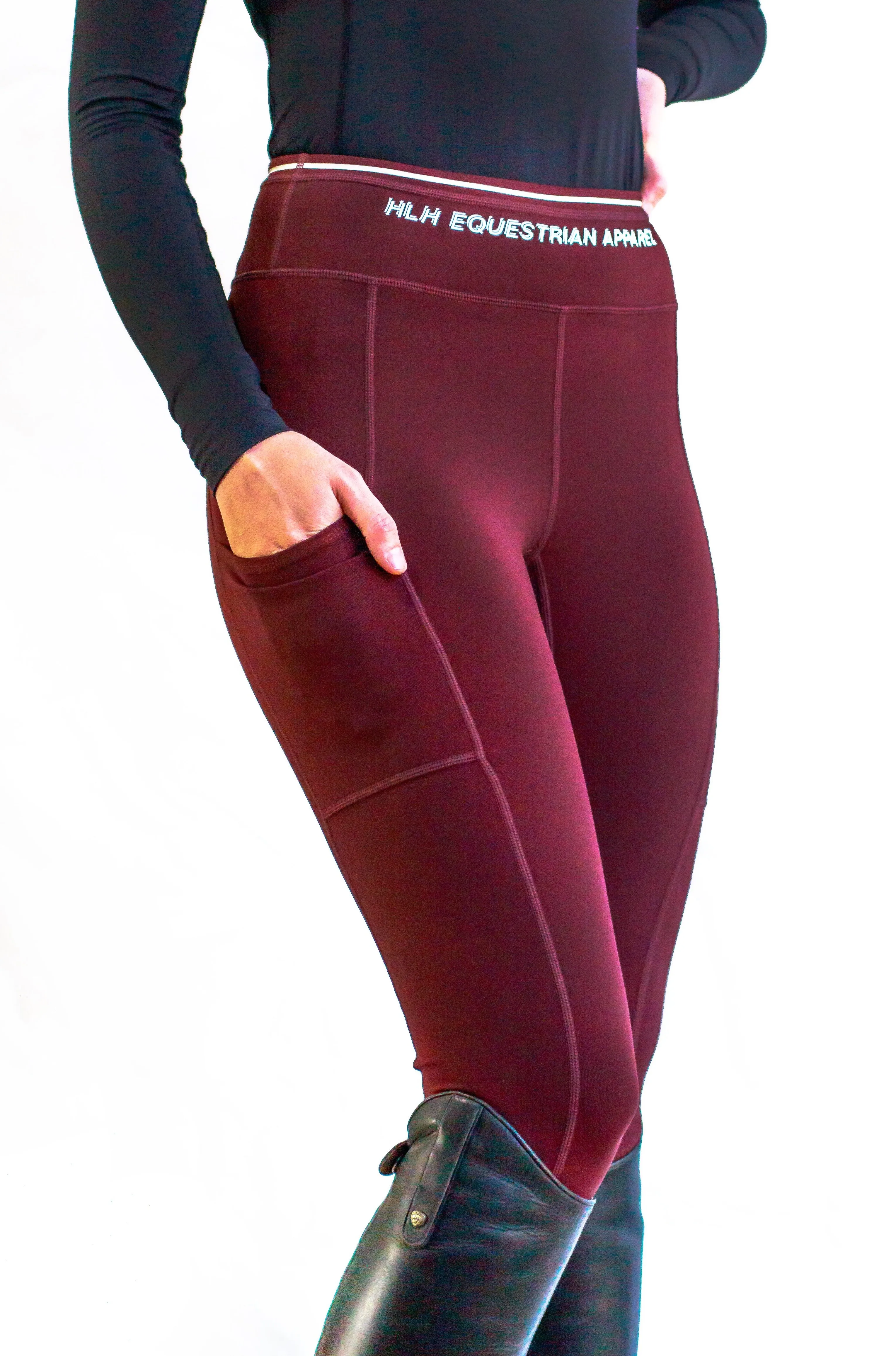Luxury schooling leggings in Burgundy