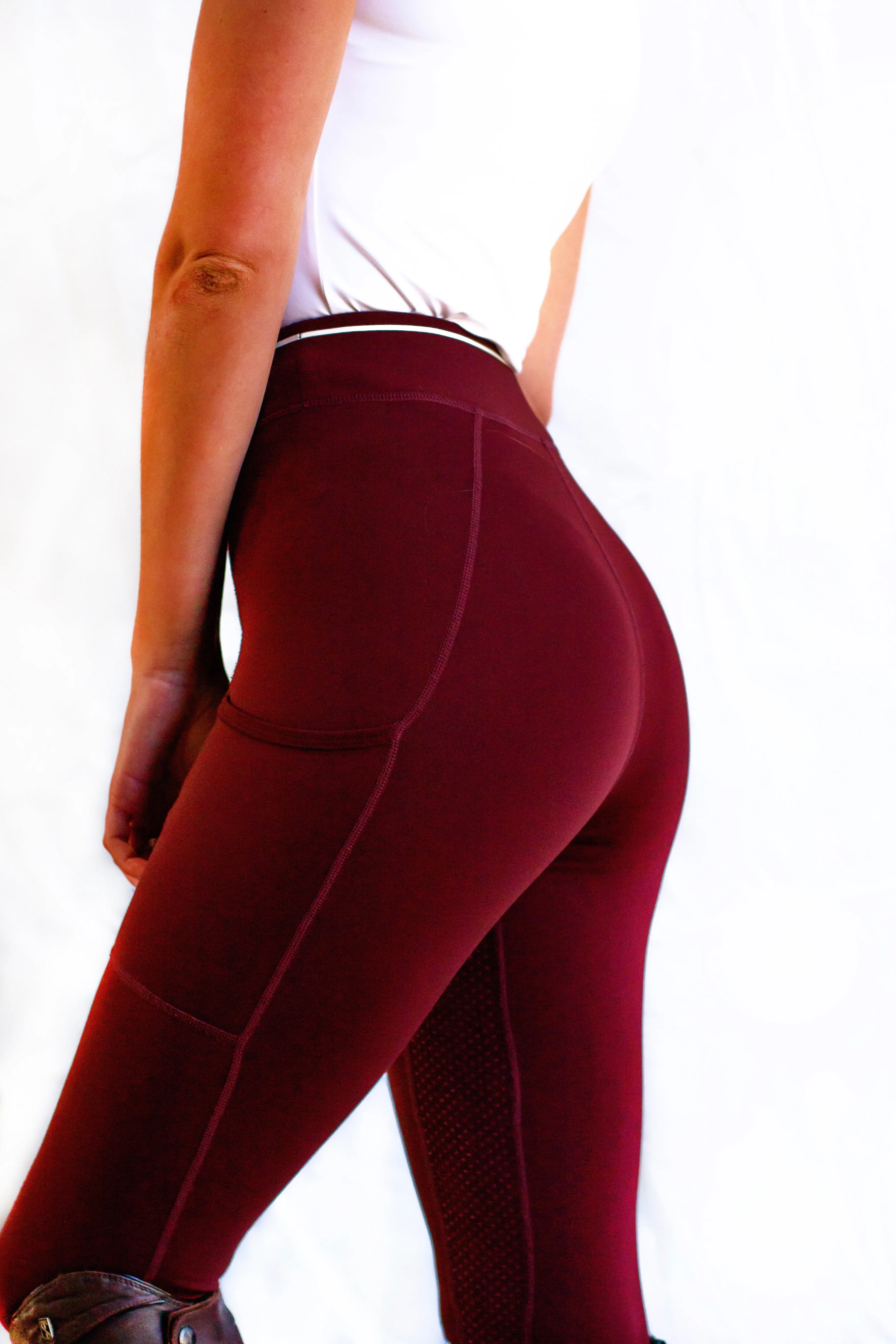 Luxury schooling leggings in Burgundy