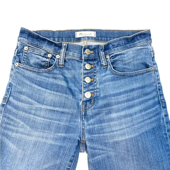 Madewell Cali Demi Boot Jeans Chewed Hem Edition 26 Button Fly
