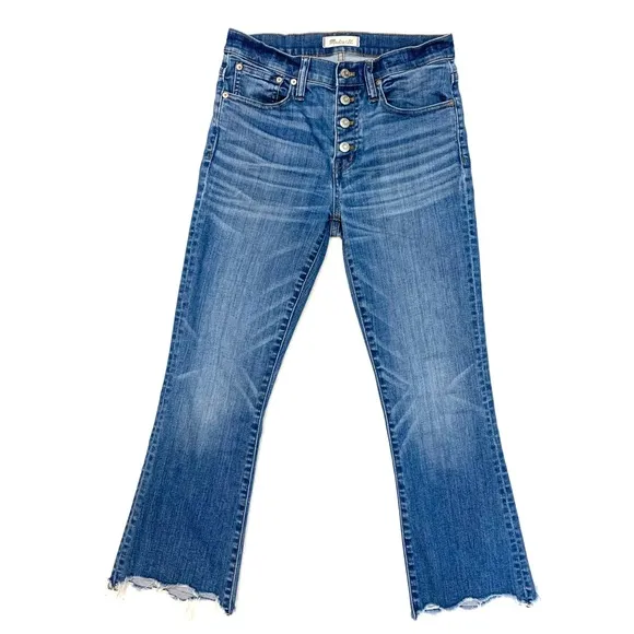 Madewell Cali Demi Boot Jeans Chewed Hem Edition 26 Button Fly