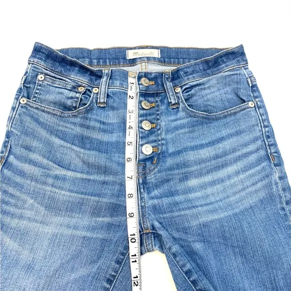 Madewell Cali Demi Boot Jeans Chewed Hem Edition 26 Button Fly