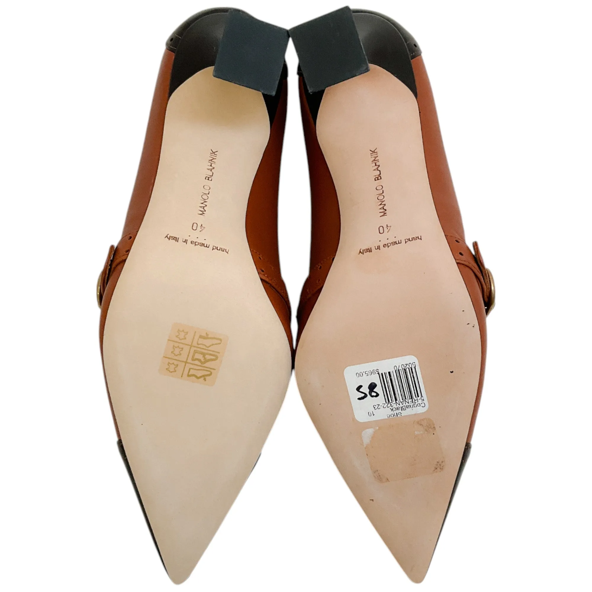 Manolo Blahnik Cognac / Dark Brown Renan Spectator Pumps