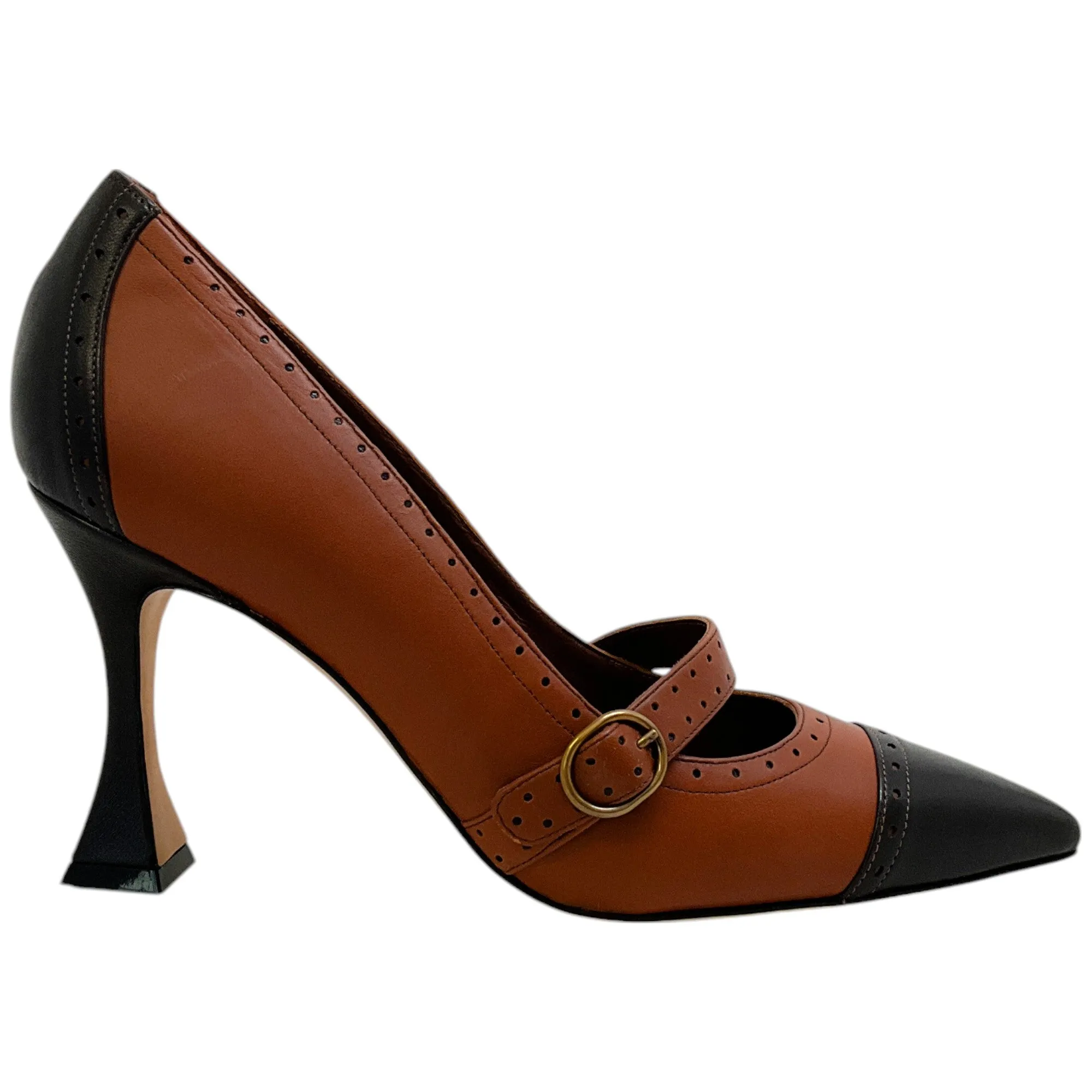 Manolo Blahnik Cognac / Dark Brown Renan Spectator Pumps