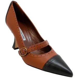Manolo Blahnik Cognac / Dark Brown Renan Spectator Pumps