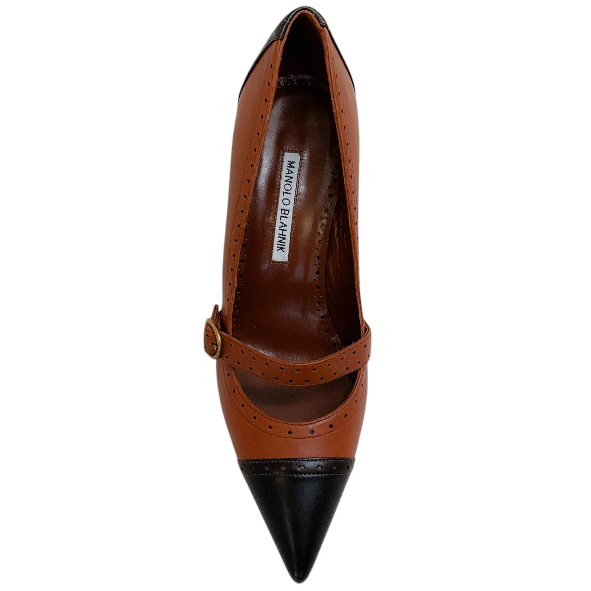 Manolo Blahnik Cognac / Dark Brown Renan Spectator Pumps