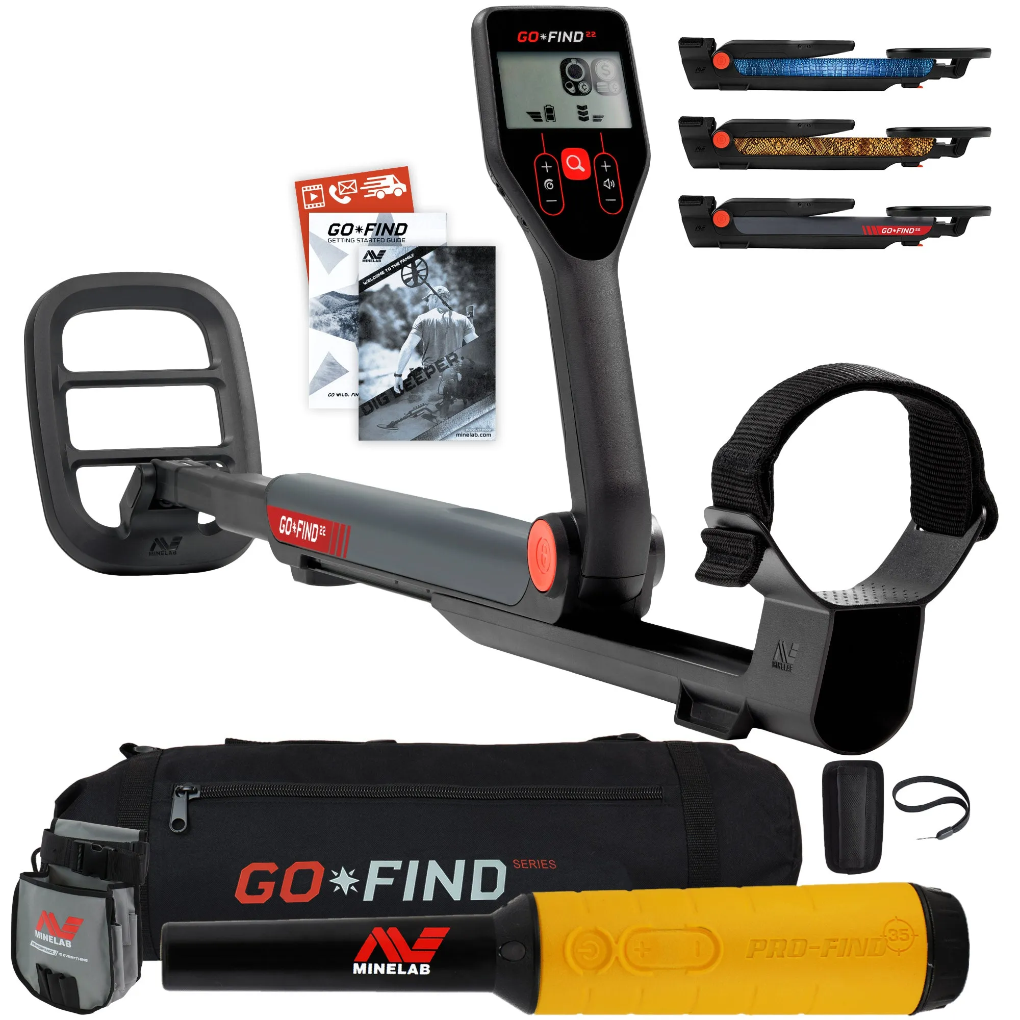 Minelab GO FIND 22 Metal Detector with PRO FIND 35, Black Carry Bag, Finds Pouch