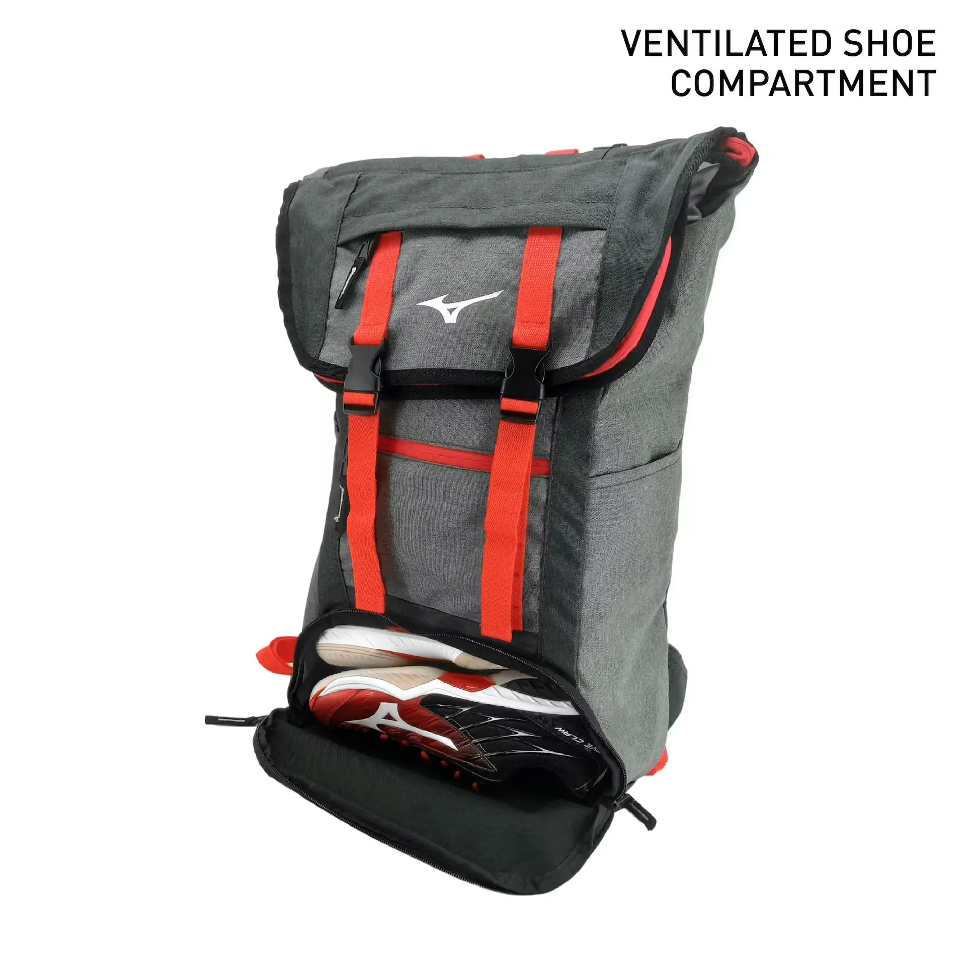 Mizuno JPX Series Badminton Backpack (Charcoal/Light Grey/Red)