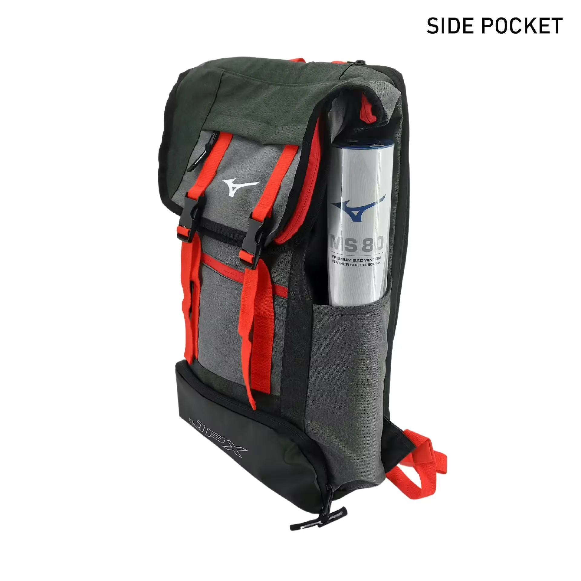 Mizuno JPX Series Badminton Backpack (Charcoal/Light Grey/Red)