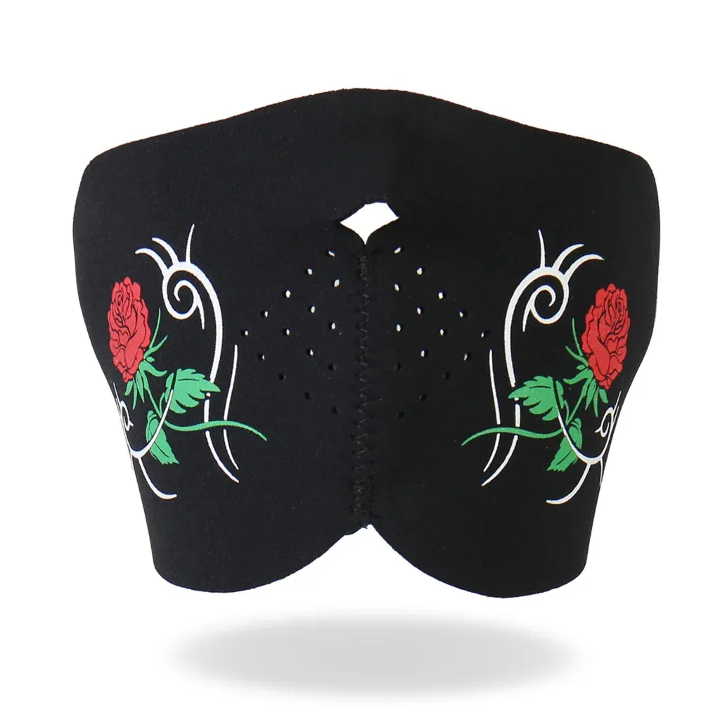 Neoprene Half Face Mask - Tribal Rose FMB1003 | Hot Leathers