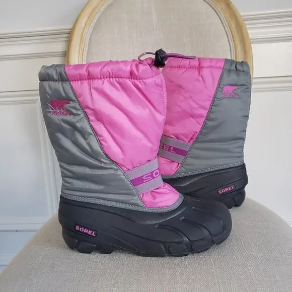 NEW SOREL Big Girl Sz 6 Pink Grey Cub Waterproof Insulated Duck Snow Winter Boot