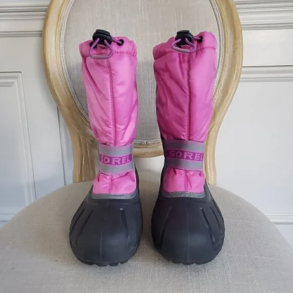 NEW SOREL Big Girl Sz 6 Pink Grey Cub Waterproof Insulated Duck Snow Winter Boot