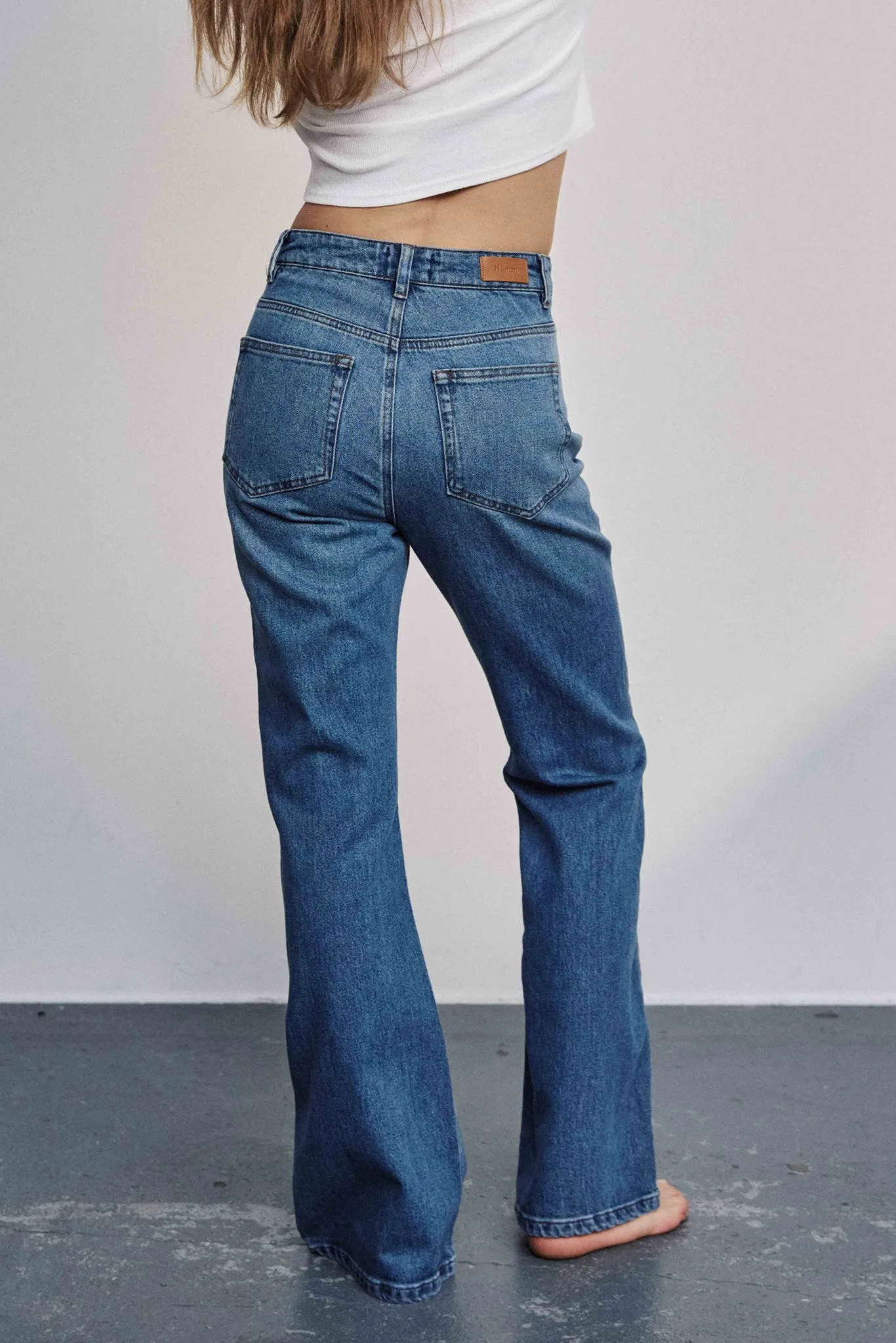 NULONDON JEANS LONG - Med. Blue Washed Denim