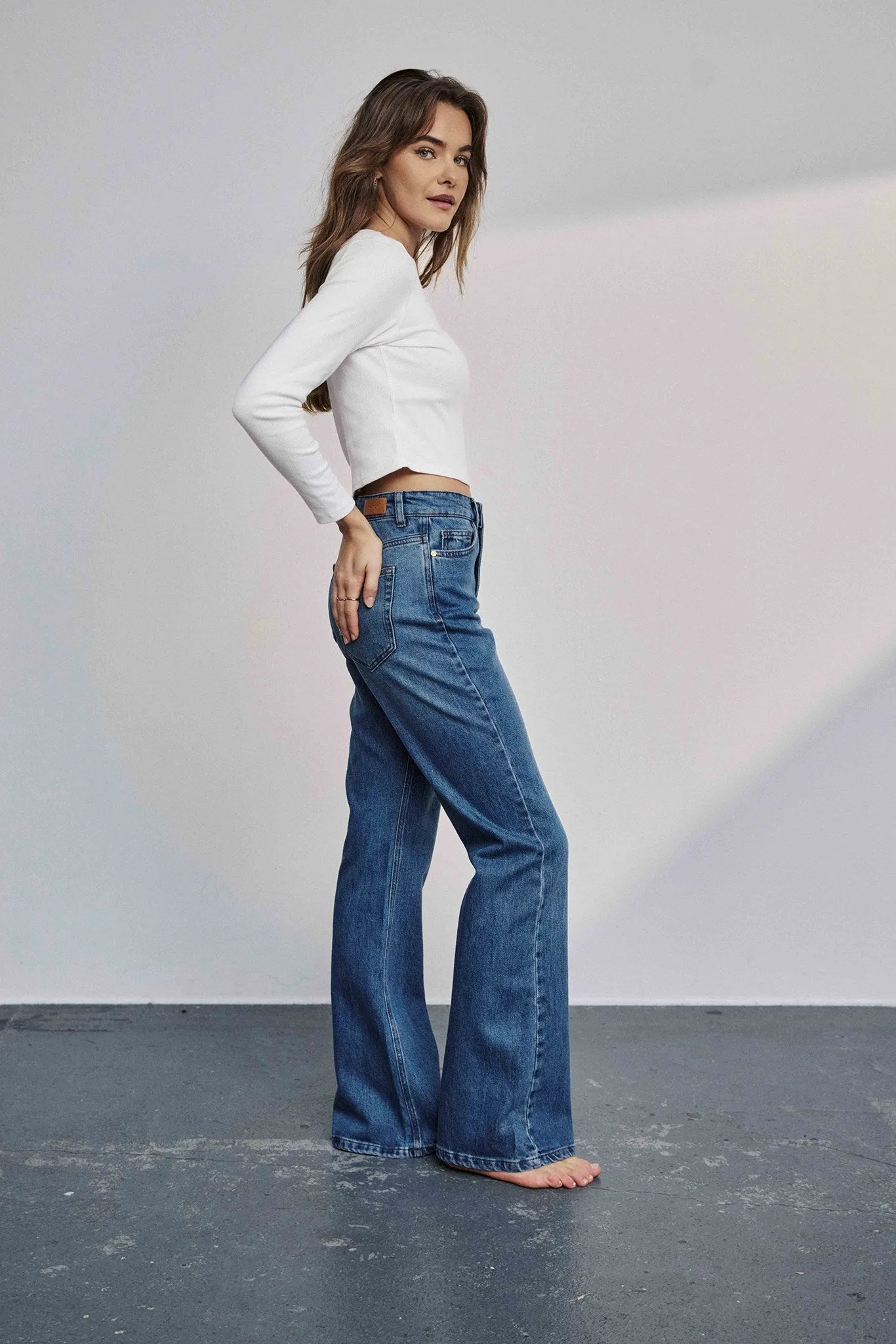 NULONDON JEANS LONG - Med. Blue Washed Denim