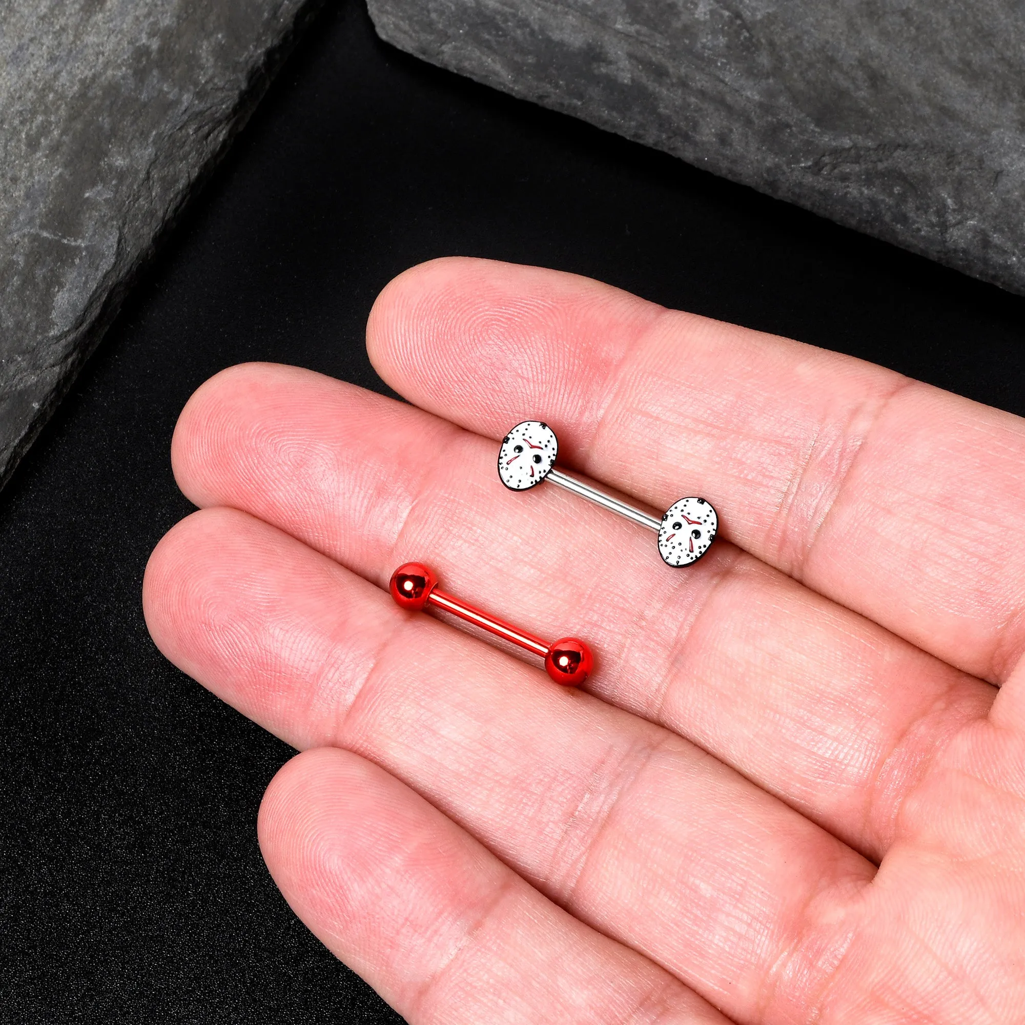 Officially Licensed Halloween Jason Mask Friday the 13th Nipple Ring Set