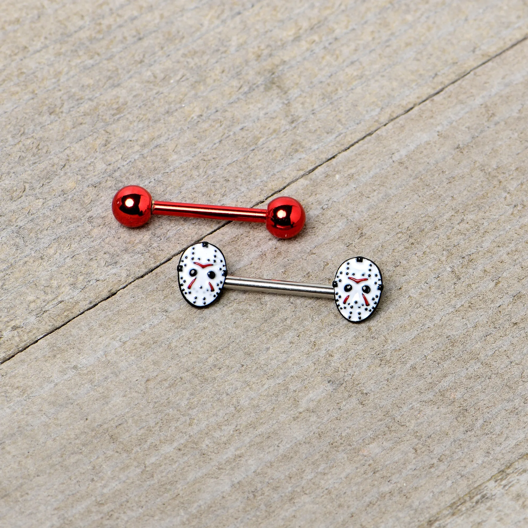 Officially Licensed Halloween Jason Mask Friday the 13th Nipple Ring Set