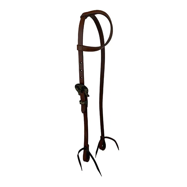 Oiled Harness Single Ear Headstall With Heritage Steer Buckle