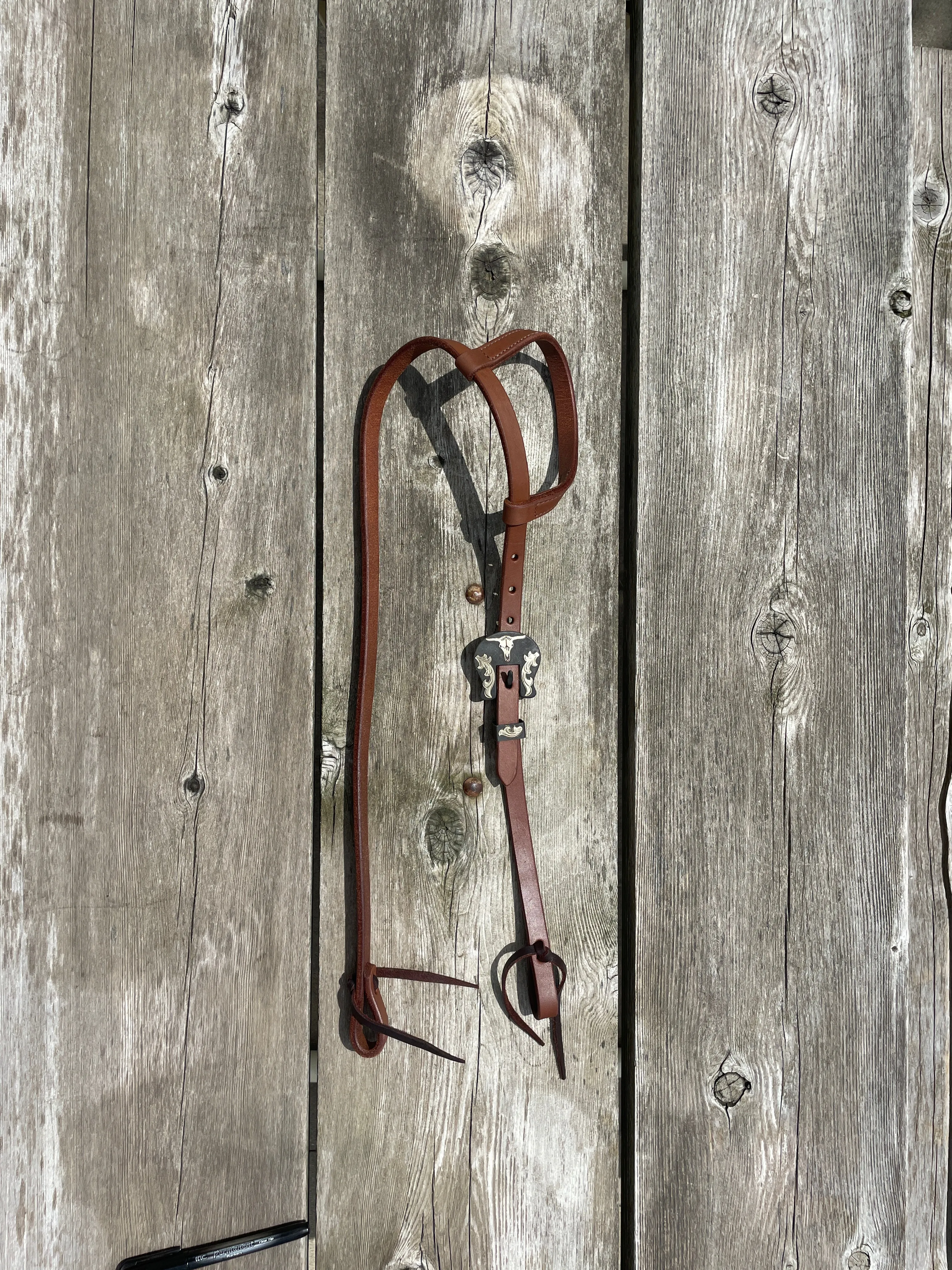 Oiled Harness Single Ear Headstall With Heritage Steer Buckle