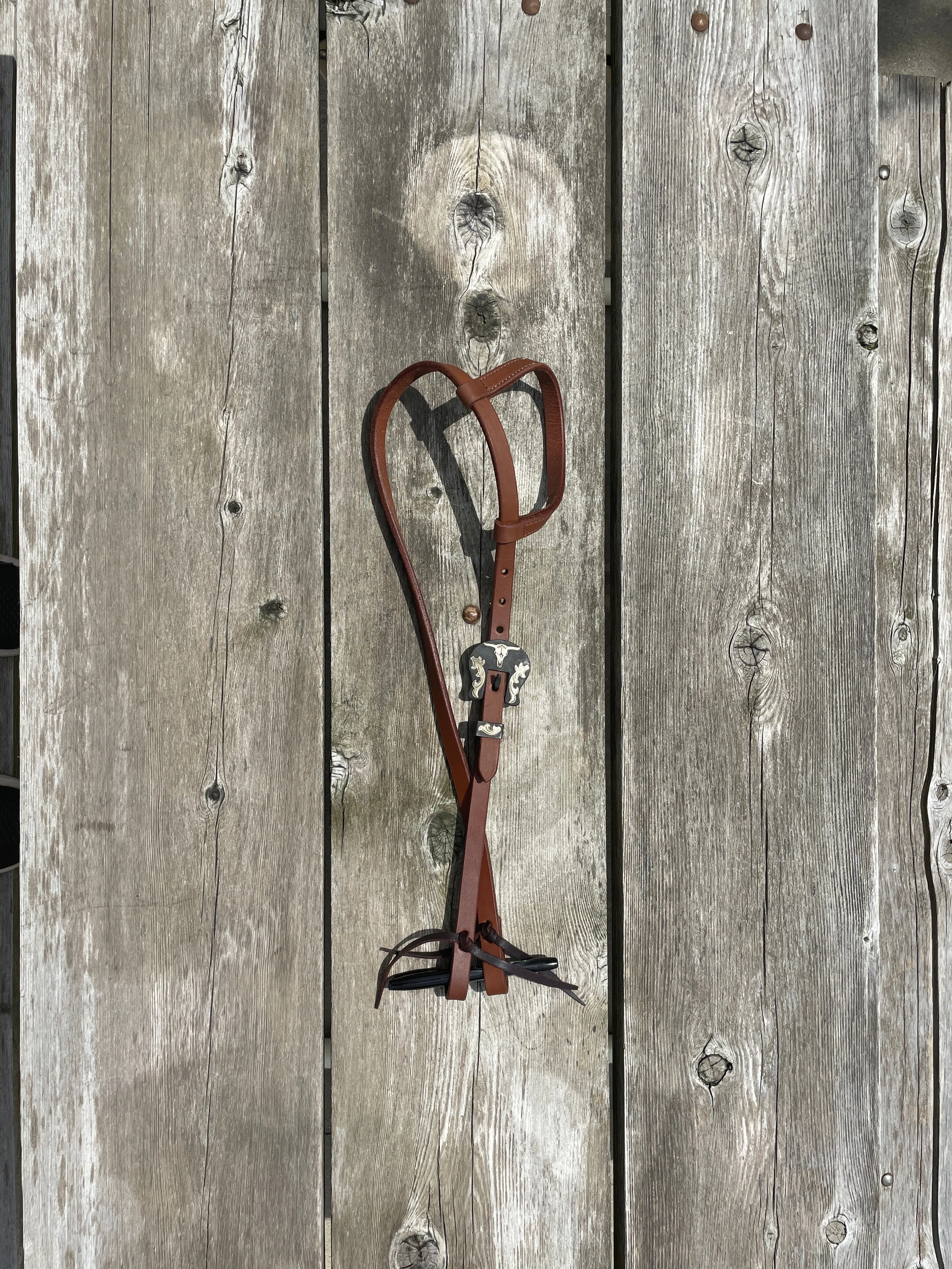 Oiled Harness Single Ear Headstall With Heritage Steer Buckle