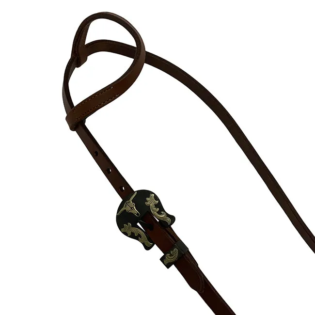 Oiled Harness Single Ear Headstall With Heritage Steer Buckle