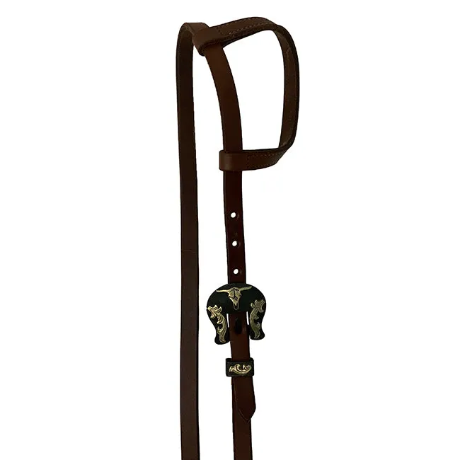 Oiled Harness Single Ear Headstall With Heritage Steer Buckle