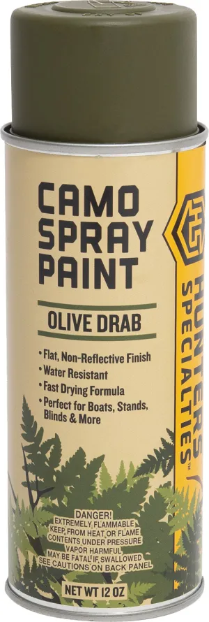 Olive Drab - Hunters Specialties Camo Spray Paint - Non-Reflective Finish Water Resistant Fast Drying Paint 12 Oz Spray Can
