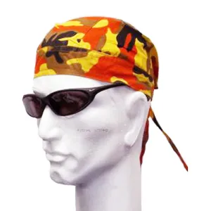Orange Woodland Camouflage Doo Rag Camo Motorcycle Skull Cap Bandana Dorag Headwrap