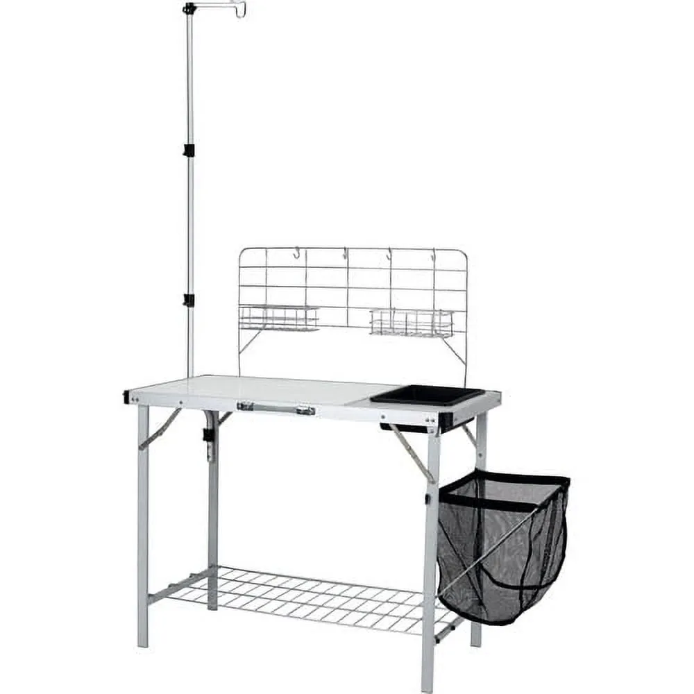 Ozark Trail Camping Table, Silver, 39 L in x 19.7 W in x 76 H in, Steel - new