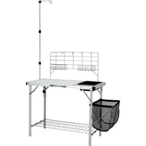 Ozark Trail Camping Table, Silver, 39 L in x 19.7 W in x 76 H in, Steel - new