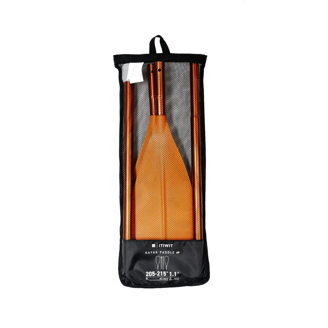 Packraft/kayak symmetrical separable paddle 4 sections 205–2,015 cm