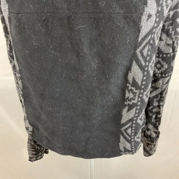 Patagonia Pine Mountain Wrap Sweater Women's M Black Gray Aztec Print Open Front