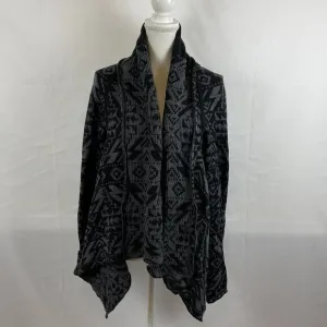 Patagonia Pine Mountain Wrap Sweater Women's M Black Gray Aztec Print Open Front