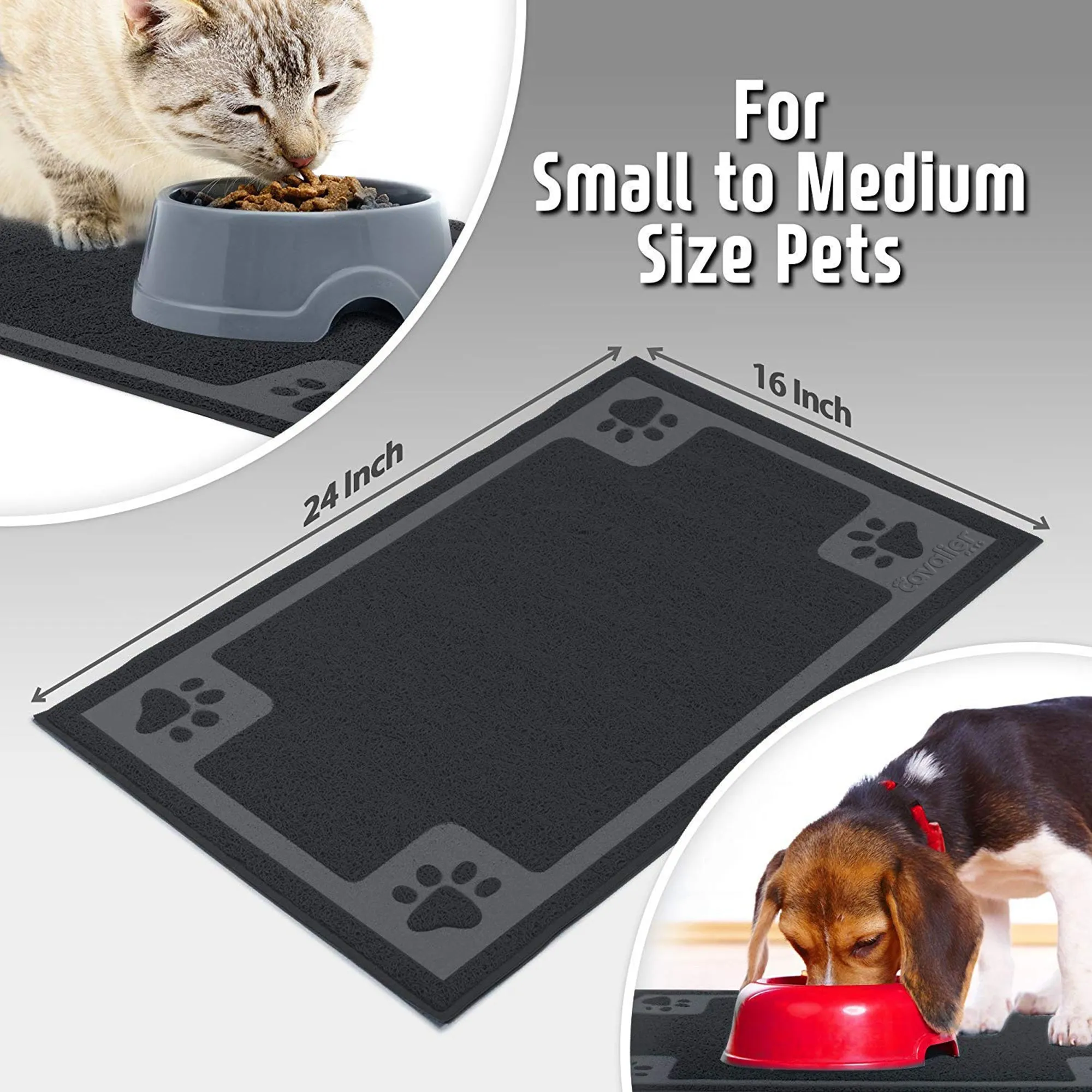 Pet Mat for Cat and Dog Bowls, Silicone Non-Slip Absorbent Waterproof Dog Food Mat