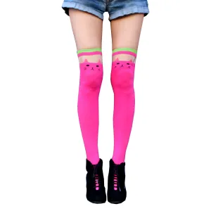 Pink Cat Over The Knee Socks