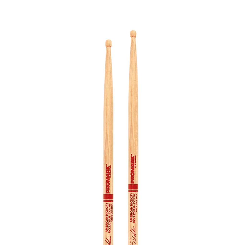 Promark TX717W Hickory 717 Rick Latham Drumsticks, Wood Tip