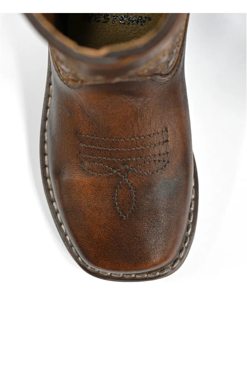 Pure Western Ryder Childrens Boot - Antique Brown