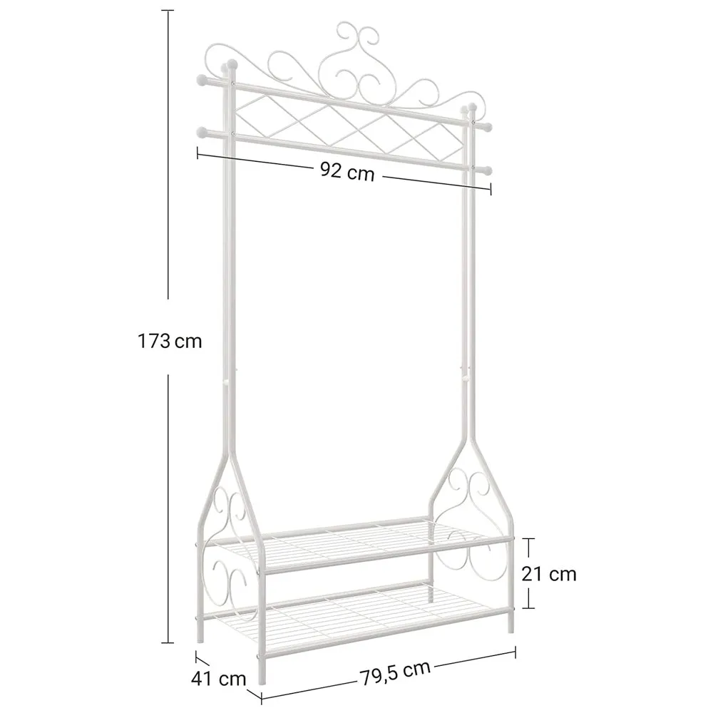 "Queen" of the Rails Montessori Vintage Clothes Rail with 2 Shelves | White | 1.73m  High