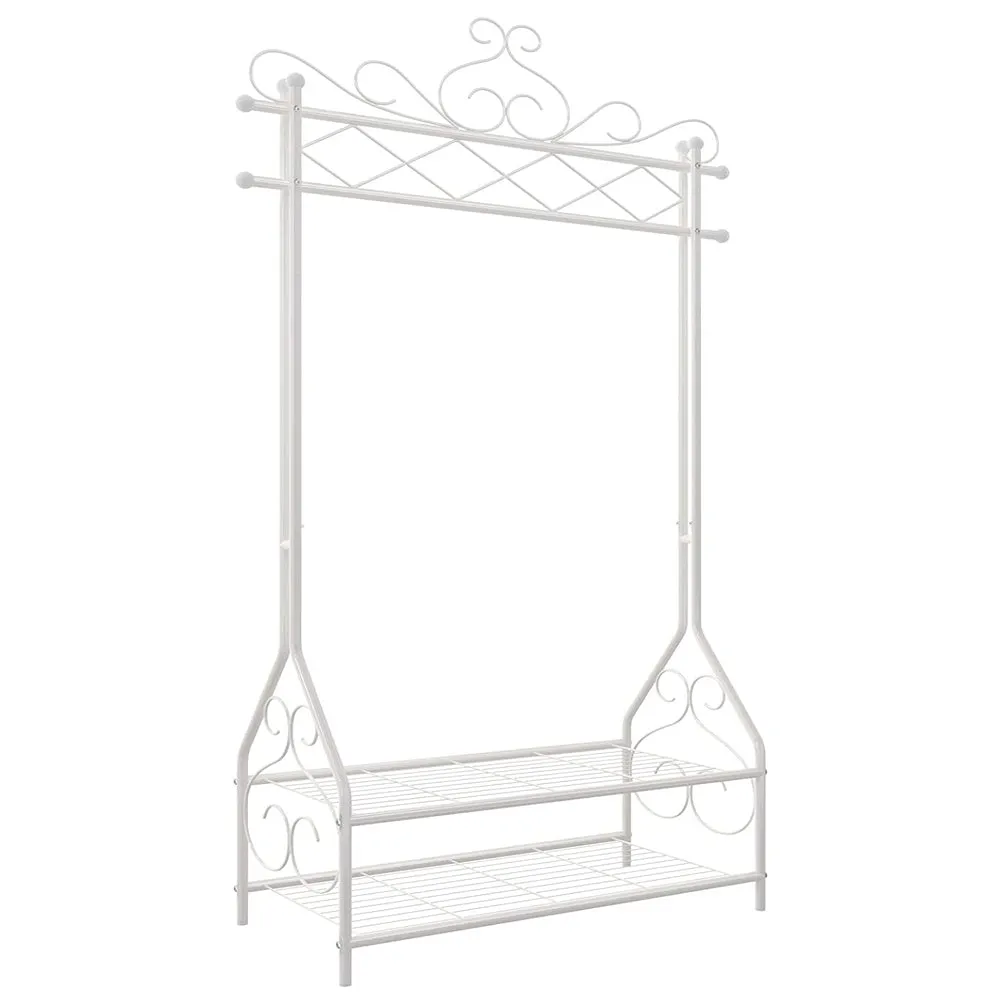 "Queen" of the Rails Montessori Vintage Clothes Rail with 2 Shelves | White | 1.73m  High