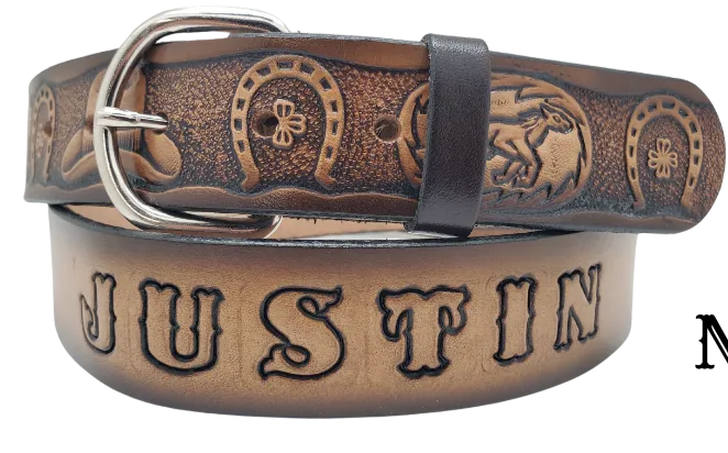 "The Boots and Shoes" Name Leather Belt   "Quick Ship"